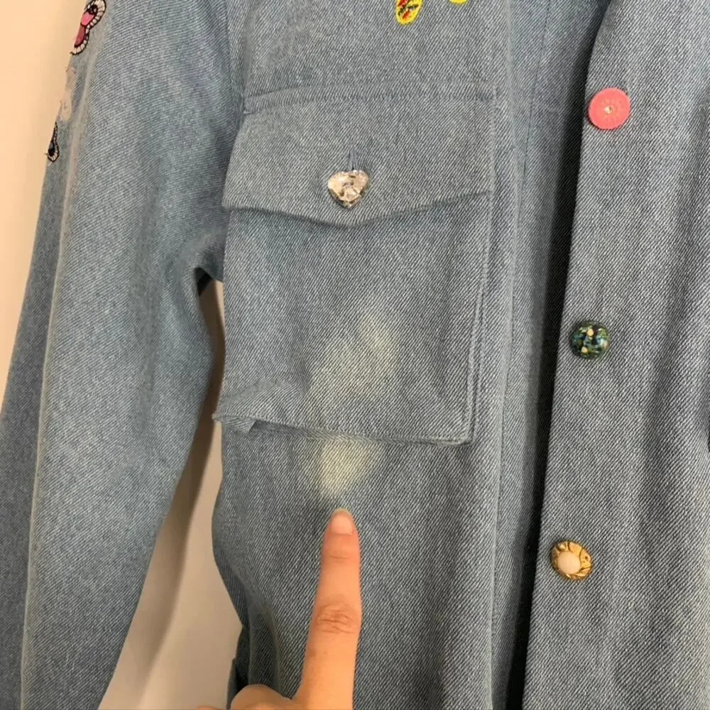 Meghan Fabulous Boheme Butterfly Bomb Jacket Denim Womens Small - Picture 13 of 16